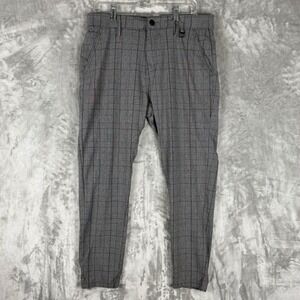 PROJEK Raw Mens Plaid Flat Front Jogger Pants Plad Gray Size 34